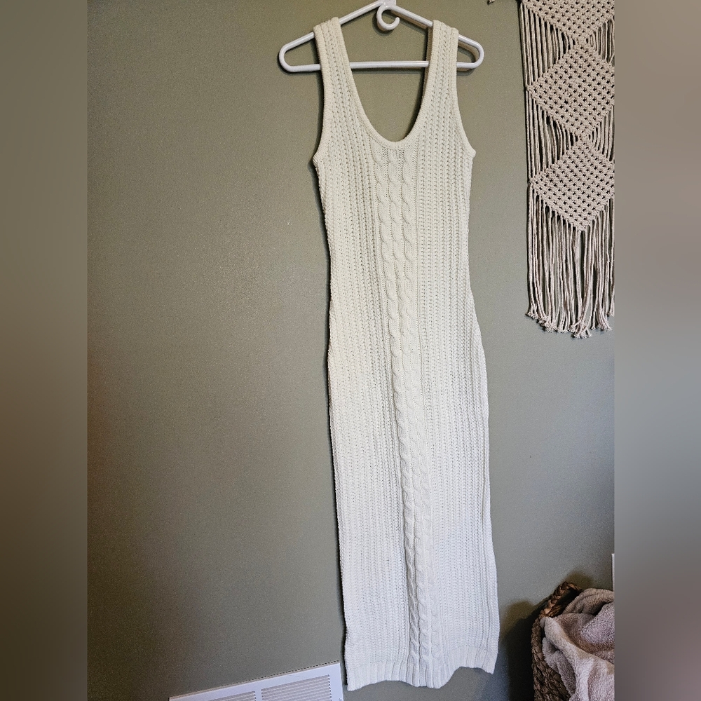 NWT Melrose with Love Womens lvory Knit ScoopNeck Sleeveless Maxi Dress Large